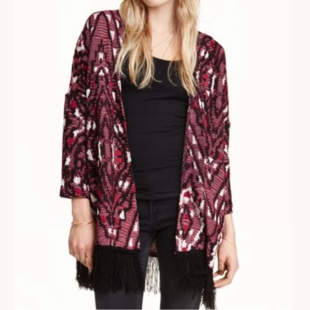 H&M Divided Open Front Fringed Cardigan